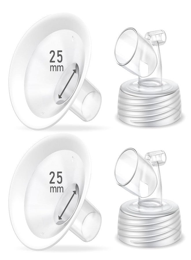 IVARONAL 2 Packs 25mm Flange Set, Updated Soft Rim Shield and Wide Mouth Base Connector Pump Parts for Spectra S2 Spectra S1 9 Plus Breastpumps Accessories, 106 Degree Wider Opening Angel - Image 1